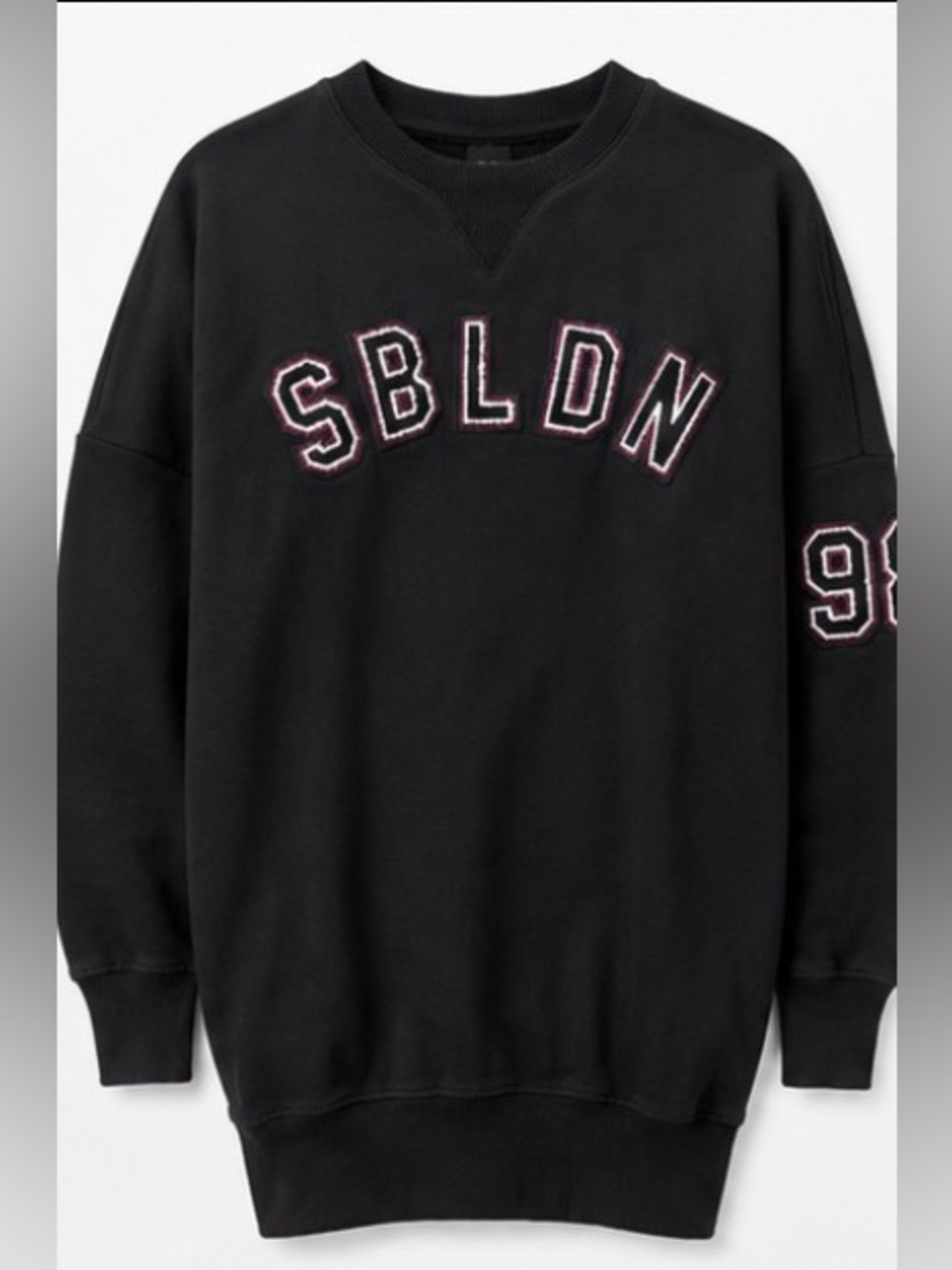 [Sweaty Betty] Black Spell Out SBLDN Longline Crewneck Sweatshirt Size Small
